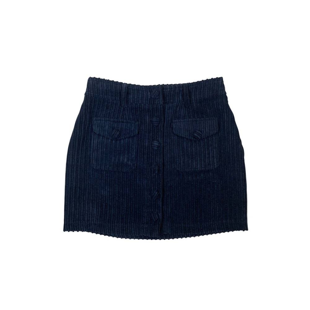 Oak And Trellis Navy Corduroy Mini Skirt Button Front Y2K Soft Girl‎ Small